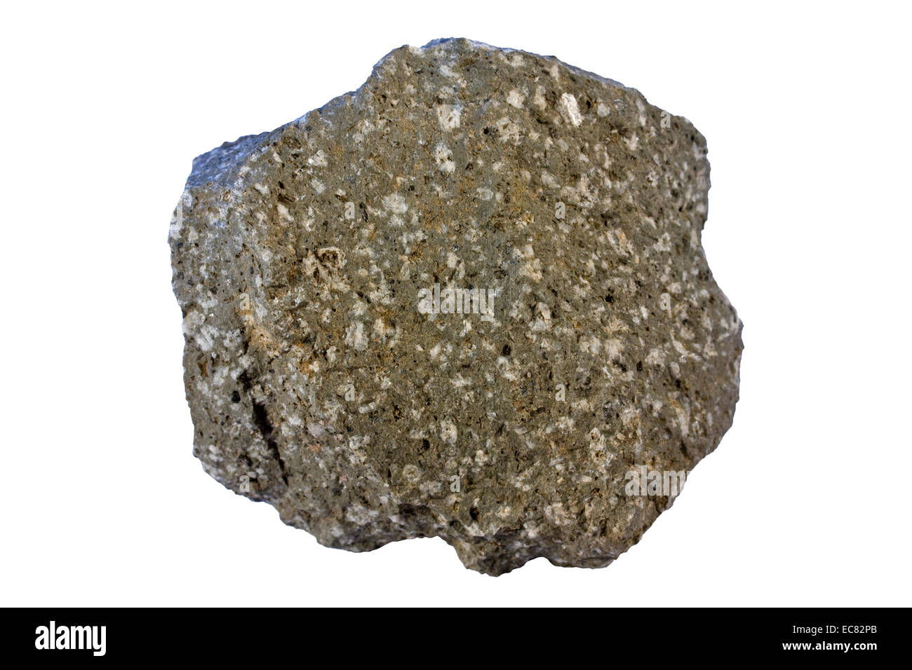 Dacita (roca volcánica con composición intermedia entre rocas máficas y felsic) Foto de stock