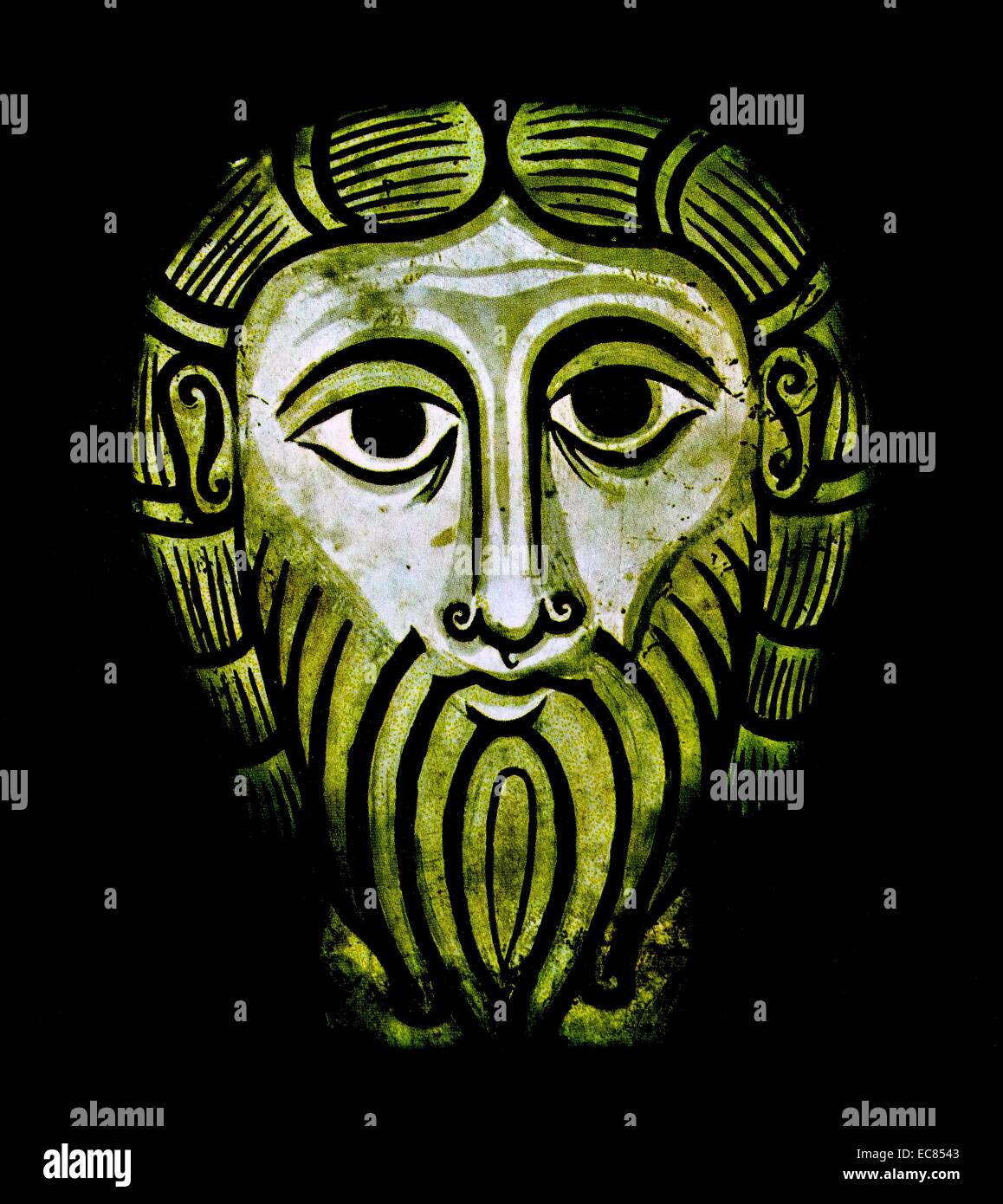 Fresco del rostro de Jesucristo. Fecha siglo xi Foto de stock