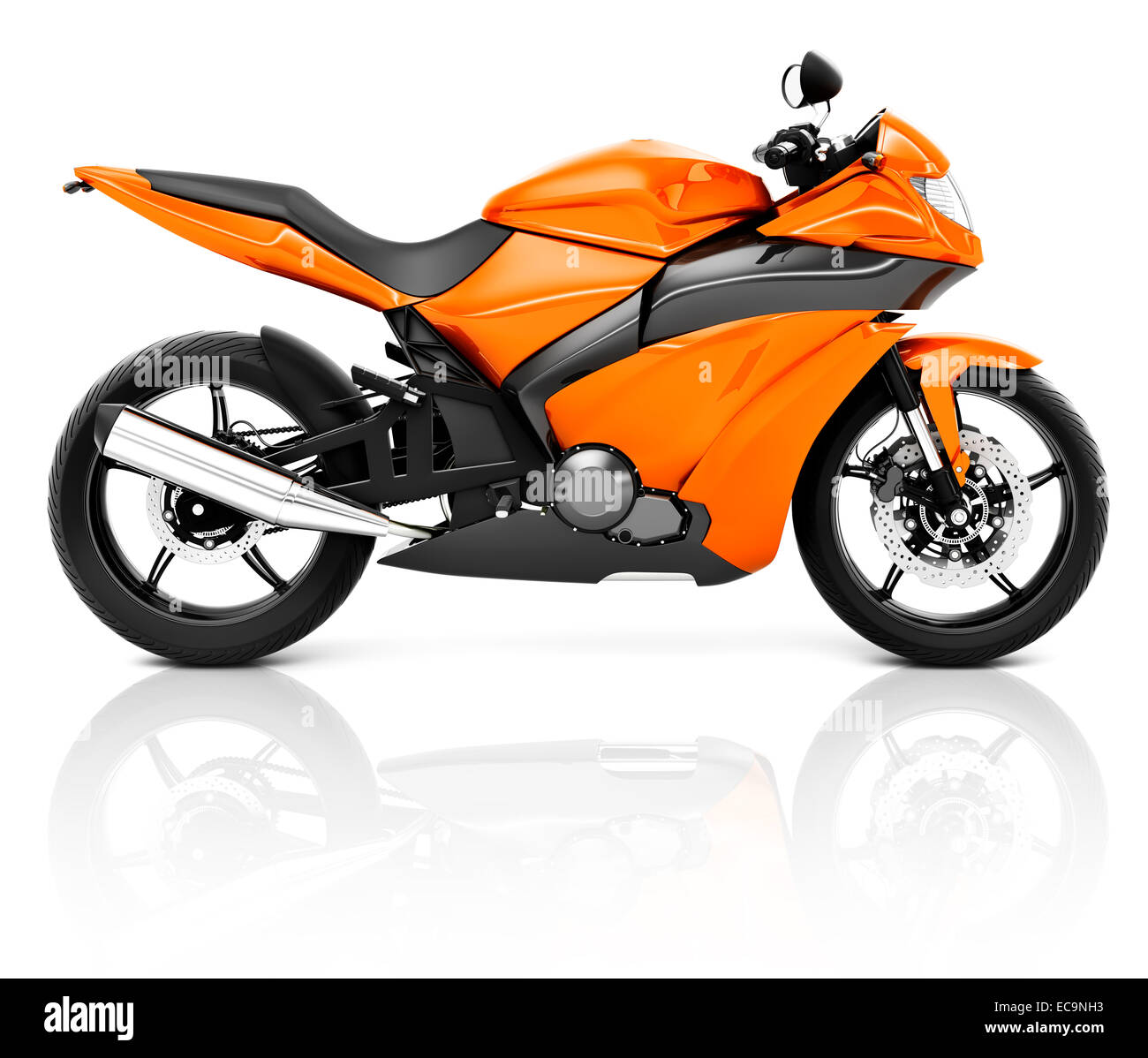 Imagen 3D de una moto moderna naranja Fotografía de stock - Alamy