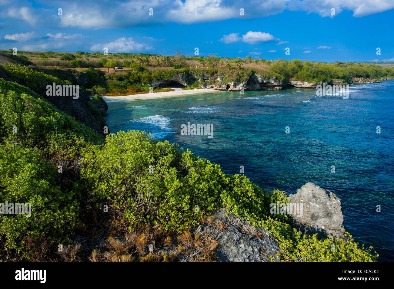 Playa de escalera, Saipan, Islas Marianas del Norte Foto de stock