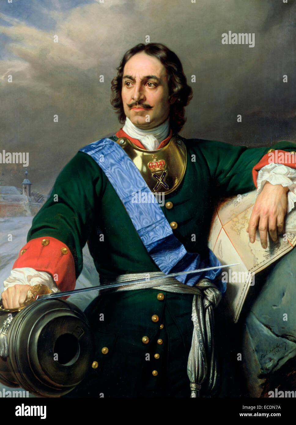 Pedro el Grande, el primer emperador de Rusia Paul Delaroche pintado 1838 Foto de stock
