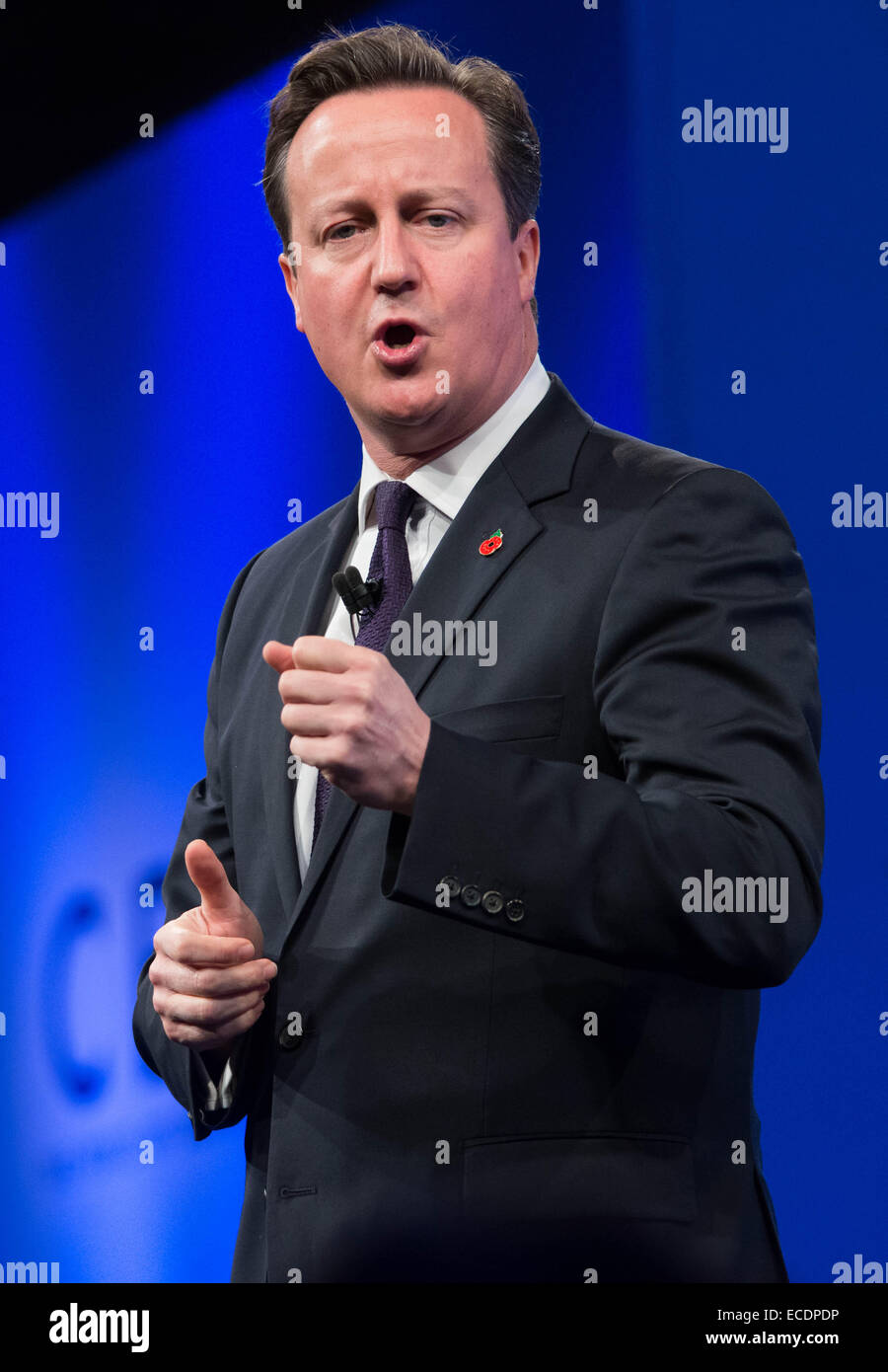 David Cameron, habla en la Conferencia de la Confederación de la Industria Británica Foto de stock