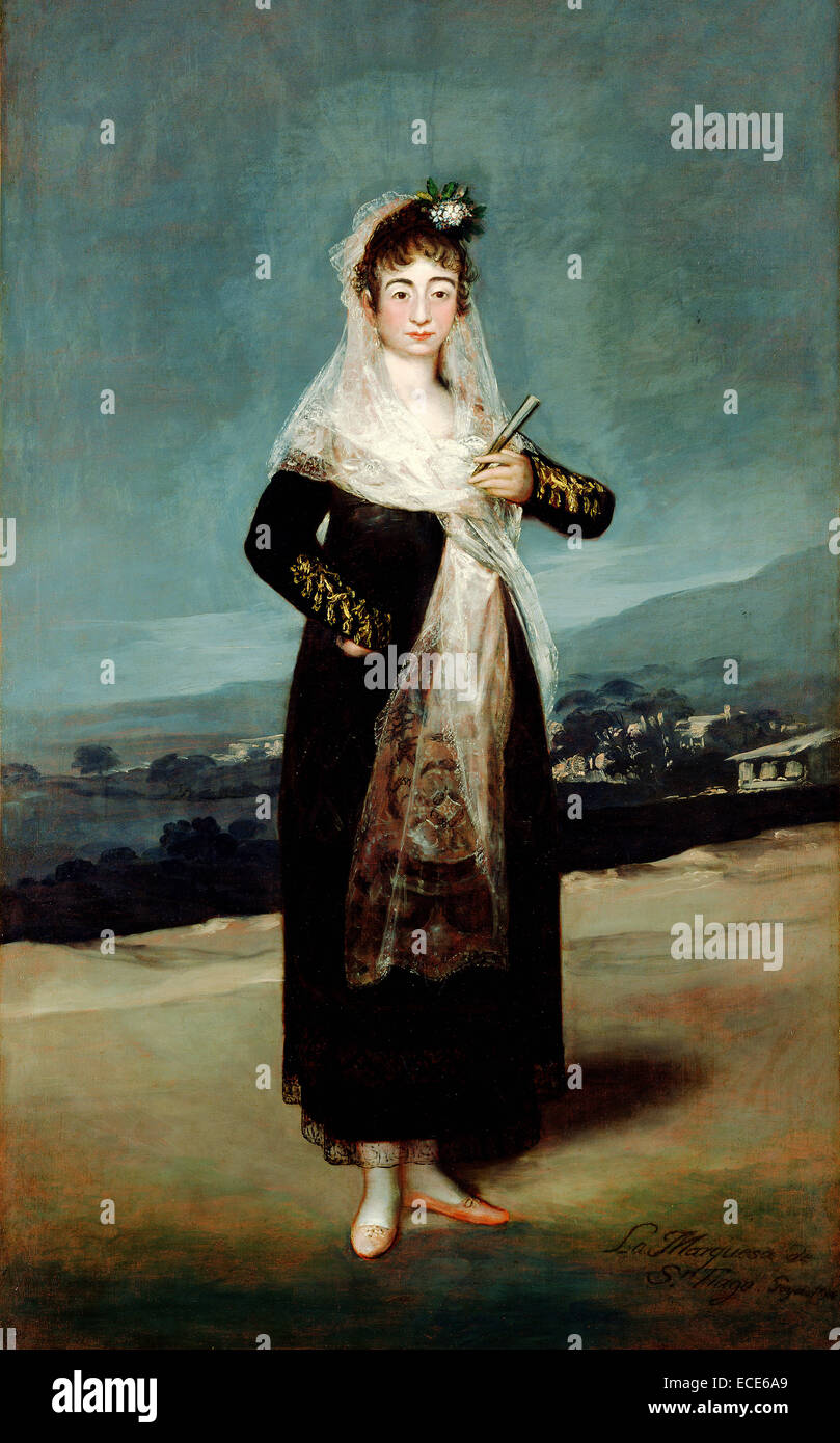 Retrato de la Marquesa de Santiago; Francisco José de Goya y Lucientes (Francisco de Goya), español, 1746 - 1828; 1804; Óleo sobre lienzo; sin enmarcar: 209.6 x 126,4 cm (82 1/2 x 49 3/4 pulg.) Foto de stock