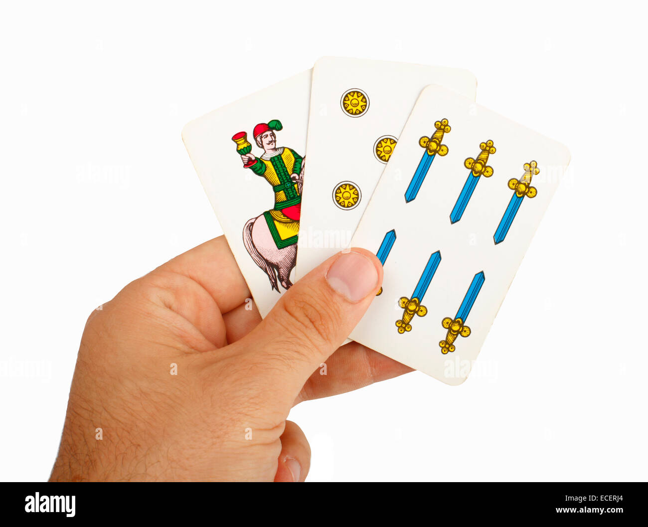 Juego de cartas con tarjetas napolitanas típicas de Nápoles. Foto de stock