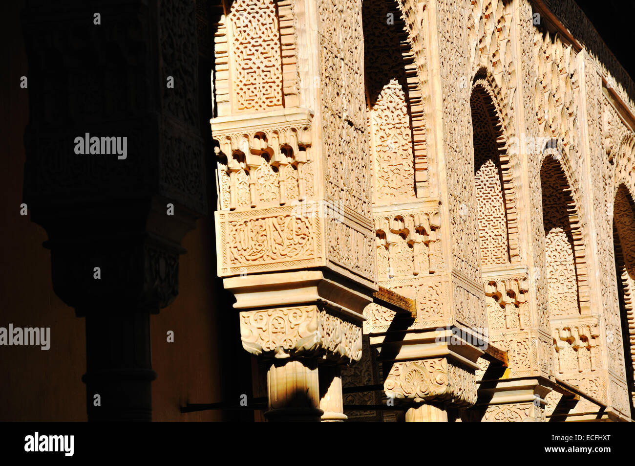Granada, la Alhambra, el palacio y la corte de leones Foto de stock