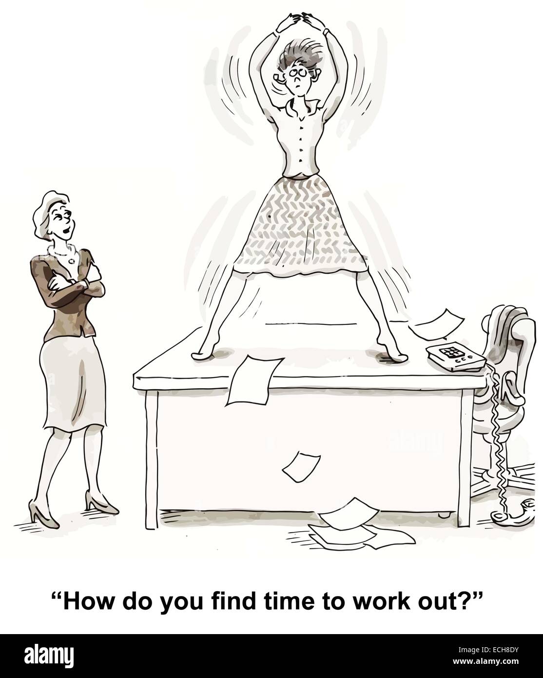 'Cómo encuentras tiempo para trabajar fuera?' Ilustración del Vector