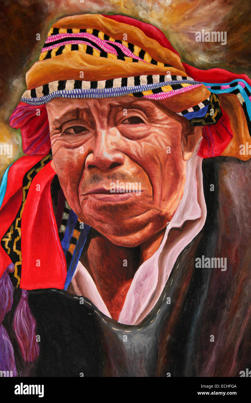 Guatemala Óleo mostrando hombre Indígena Fotografía de stock - Alamy