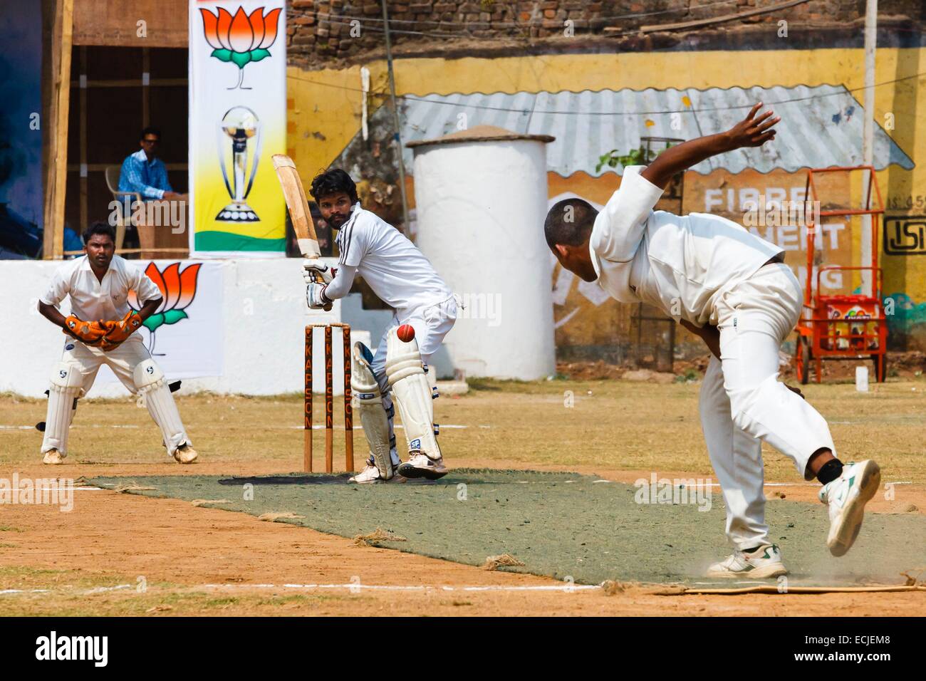 La India, Chhattisgarh, Jagdalpur, cricket game Foto de stock