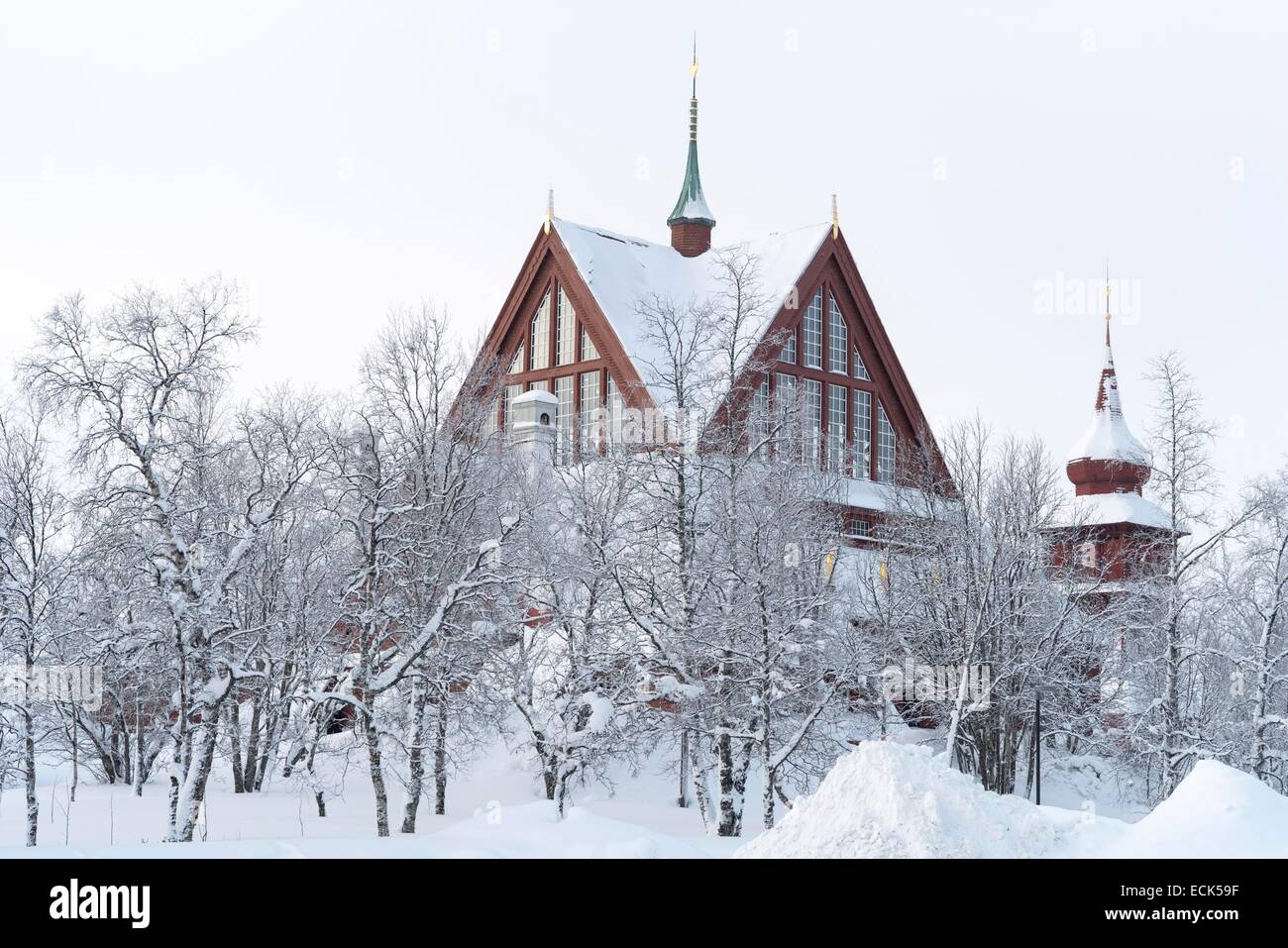 Suecia, Laponia Norrbotten, Kiruna, la iglesia Foto de stock