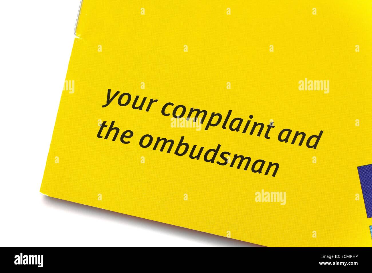 Denuncia ante la Ombudsman folleto informativo Foto de stock