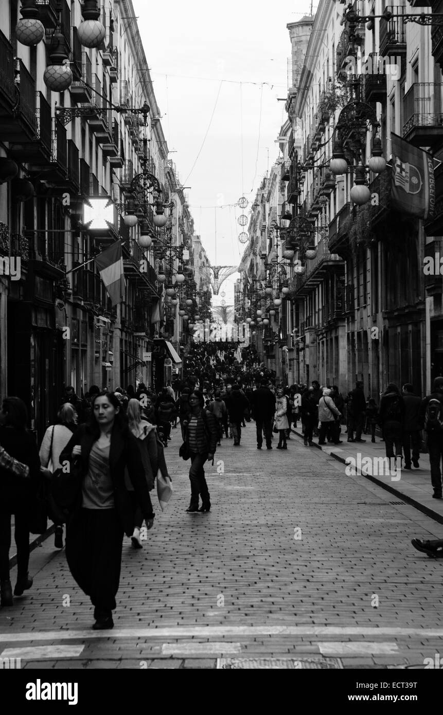 Una vista de Barcelona desde La Rambla Foto de stock