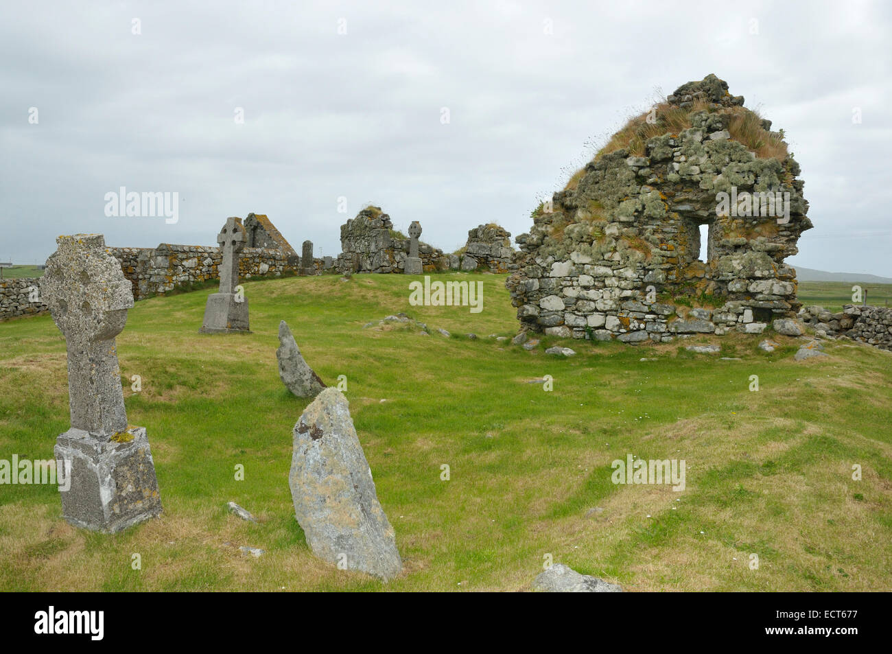 Mor Tobha antiguos restos de cuatro Capillas Capillas de 12th & siglo 13 South Uist, Outer Hebrides Foto de stock