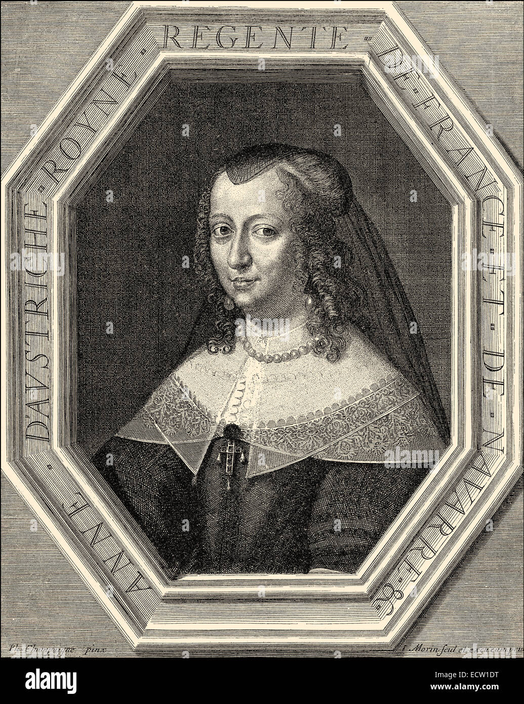 Ana de Austria, 1601-1666, reina consorte de Francia y Navarra, regente de su hijo, Luis XIV de Francia, y un español y por Foto de stock