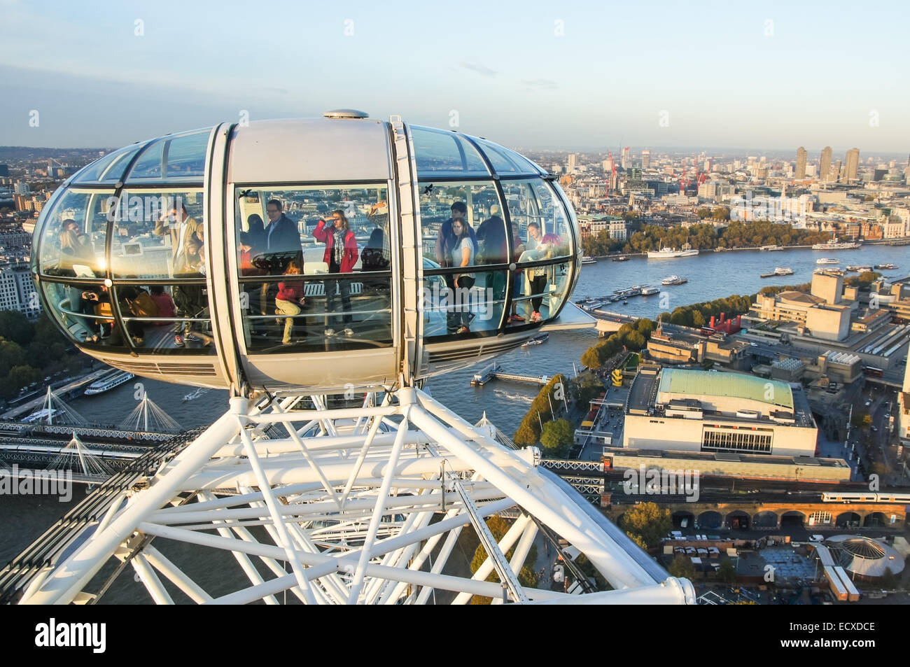 Vistas panorámicas desde el London Eye, Londres, Inglaterra, Reino Unido Foto de stock