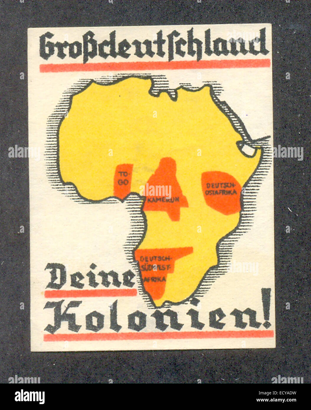 Sello cenicienta mostrando colonias alemanas en África Foto de stock