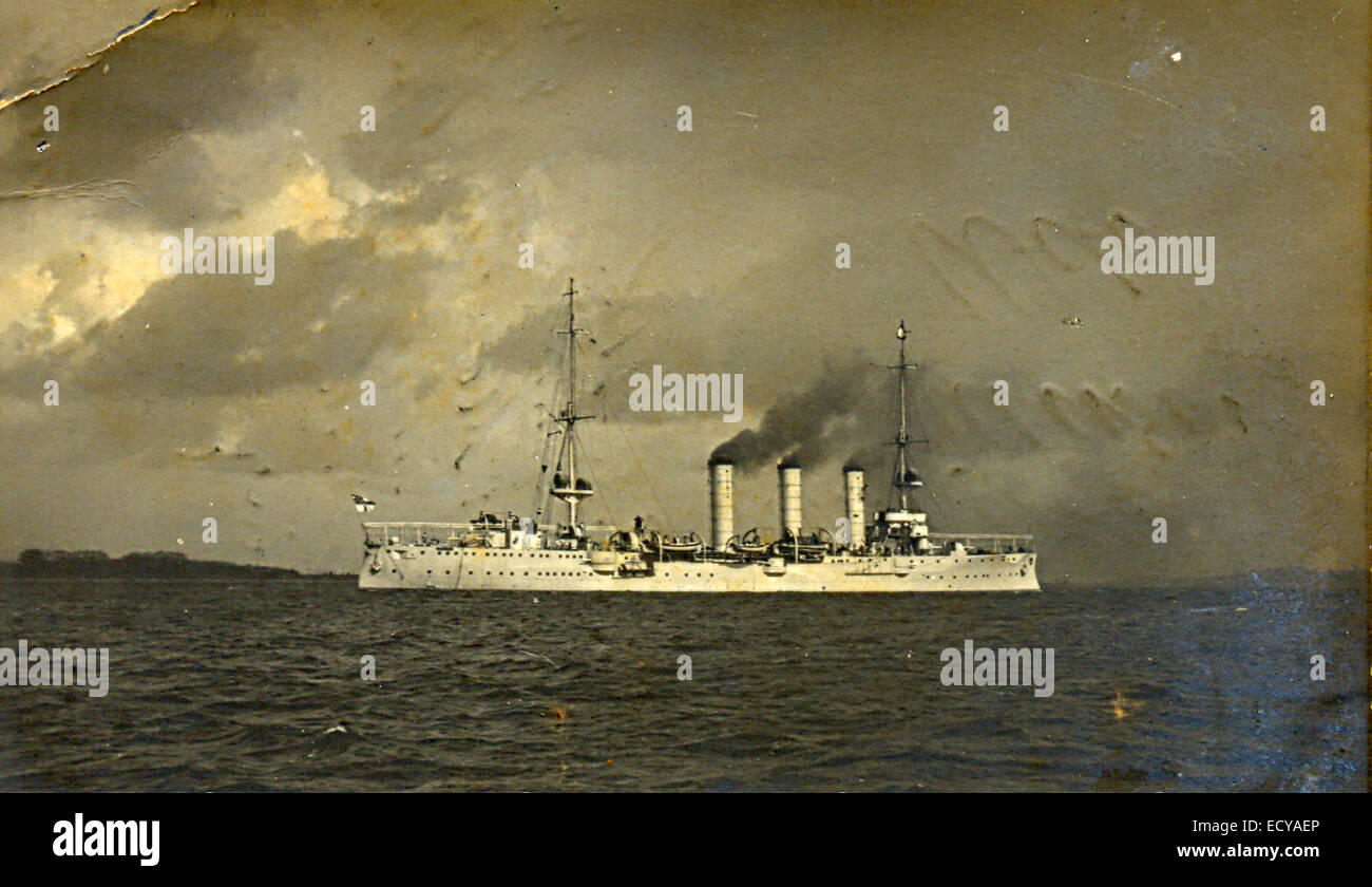 Guerra Mundial, una postal de la marina alemana crucero Konigsberg Foto de stock