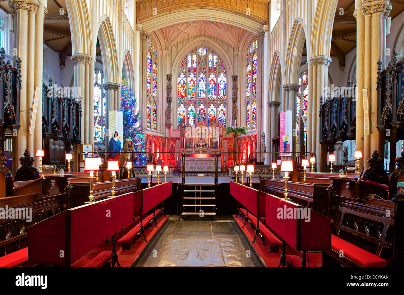 Interior de la Catedral, Leeds Kirkgate, Leeds, West Yorkshire, Inglaterra Foto de stock
