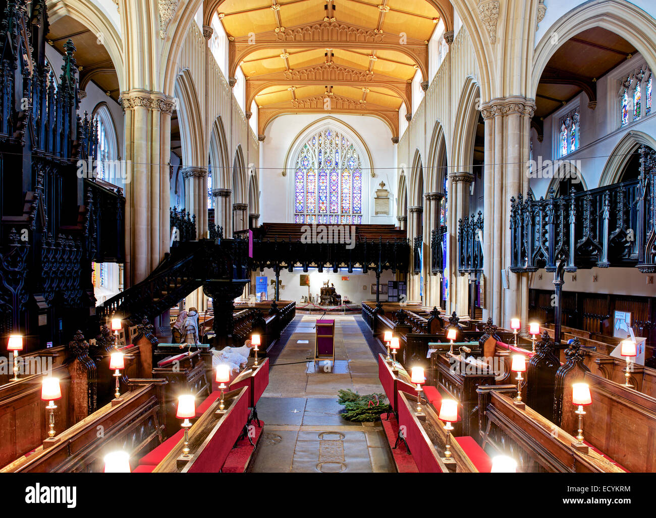 Interior de la Catedral, Leeds Kirkgate, Leeds, West Yorkshire, Inglaterra Foto de stock