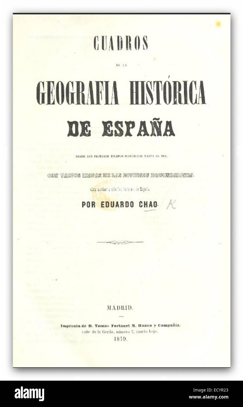 CHAO(1849) Cuadros de la geografia Foto de stock