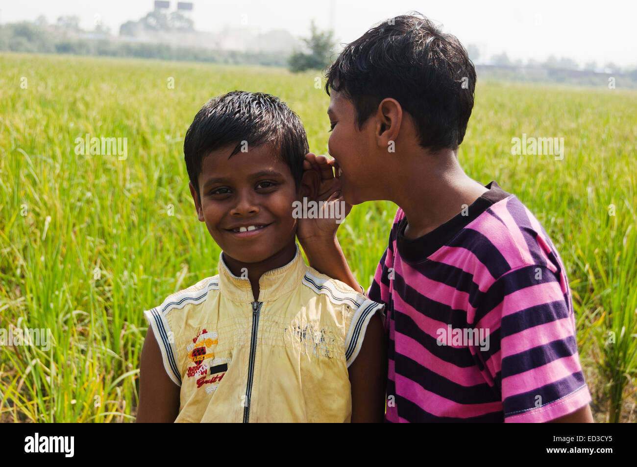 2 amigo rural indio campo infantil audiencia Rumor Foto de stock