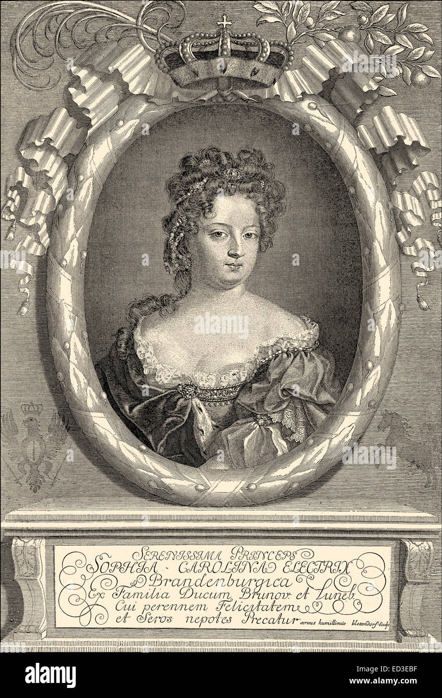 Sophia Charlotte de Hanover, 1668 - 1705, la primera reina consorte de Prusia como esposa del Rey Federico I, Sophie Charlotte Herzo Foto de stock