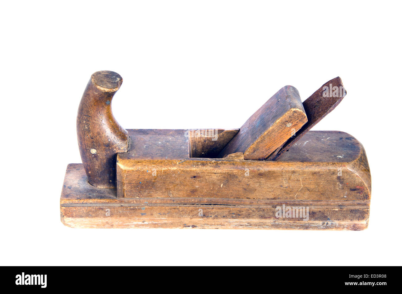 Herramienta de carpintero de madera antigua cepilladora aislado sobre fondo  blanco Fotografía de stock - Alamy