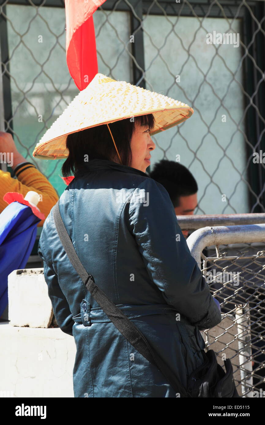 Sombrero chino de paja vietnamita para jóvenes y adultos