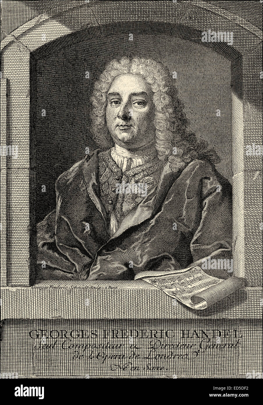 George Frederick Handel o George Frideric Handel, 1685 - 1759, un compositor germano-británico del Barroco, Georg Friedrich Händel Foto de stock