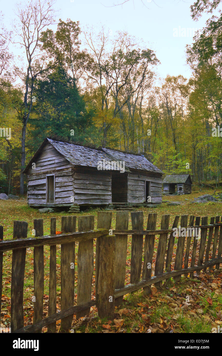 Efraín fardos Cabin, Great Smoky Mountains National Park, Tennessee, EE.UU. Foto de stock