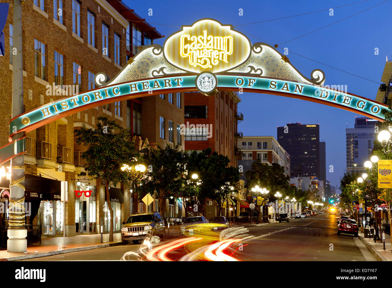 Histórico Gaslamp Quarter, San Diego, California, EE.UU. Foto de stock