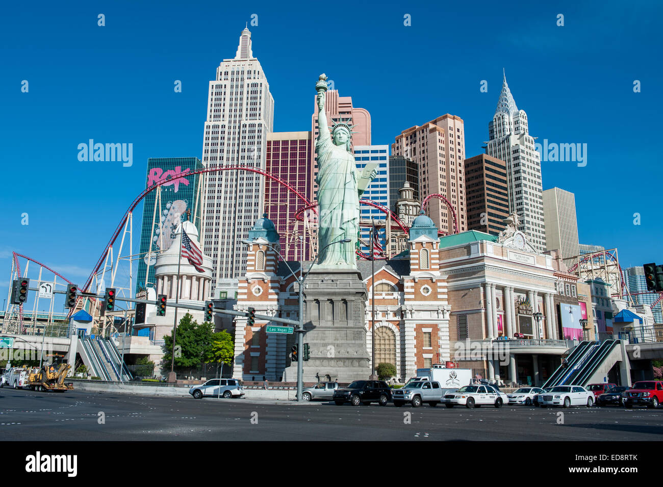 La parte sur del Boulevard Las Vegas con el Hotel New York New York. Foto de stock