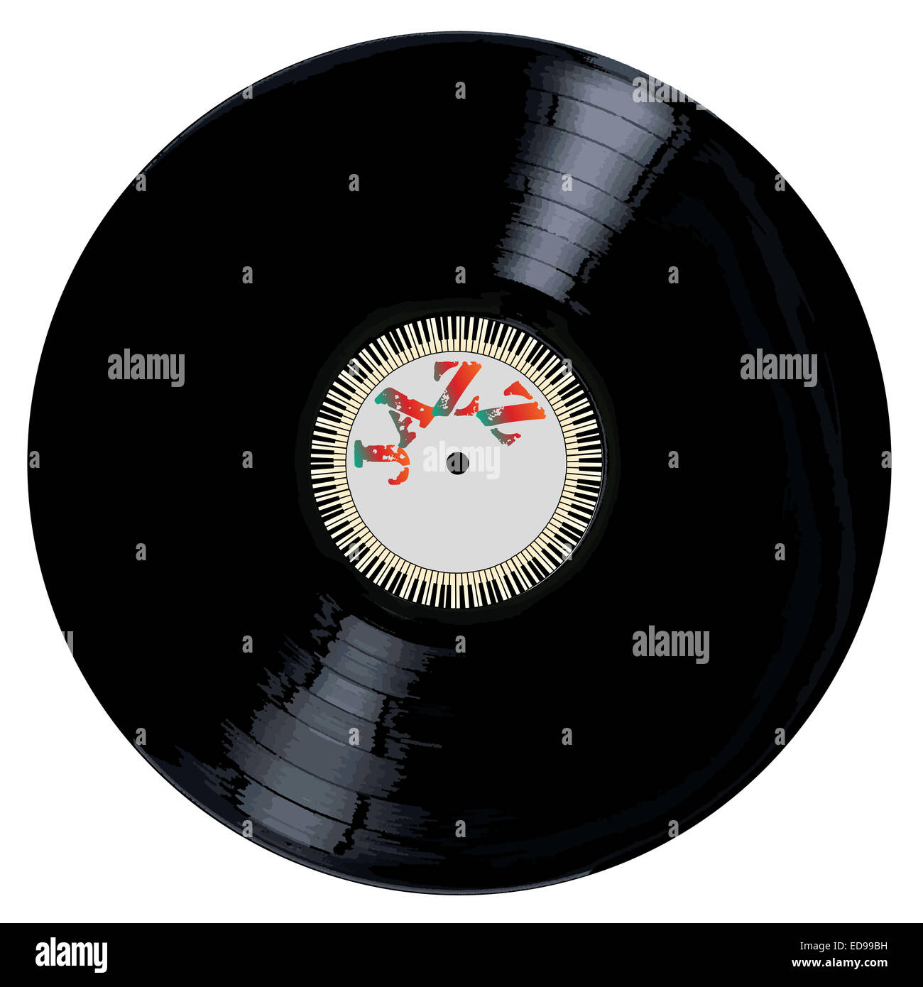 Un típico disco de vinilo LP con la leyenda del jazz y un círculo de teclas  de piano todos sobre un fondo blanco Fotografía de stock - Alamy