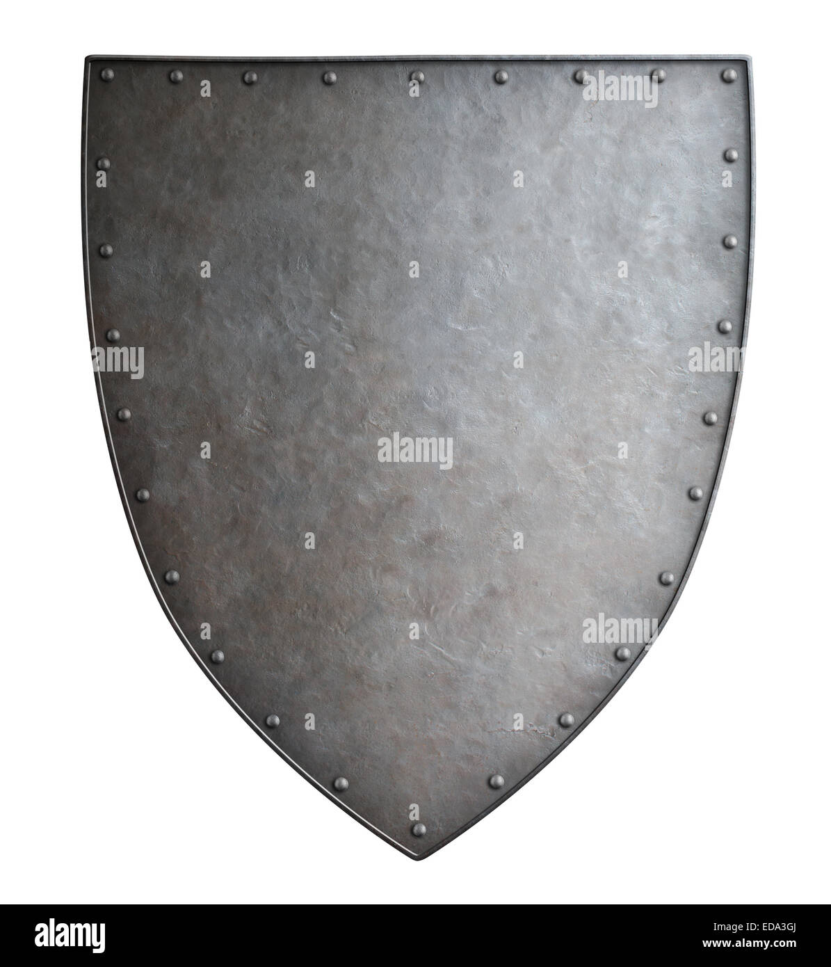 Escudo de armas medievales simple protección metálica aislada Foto de stock