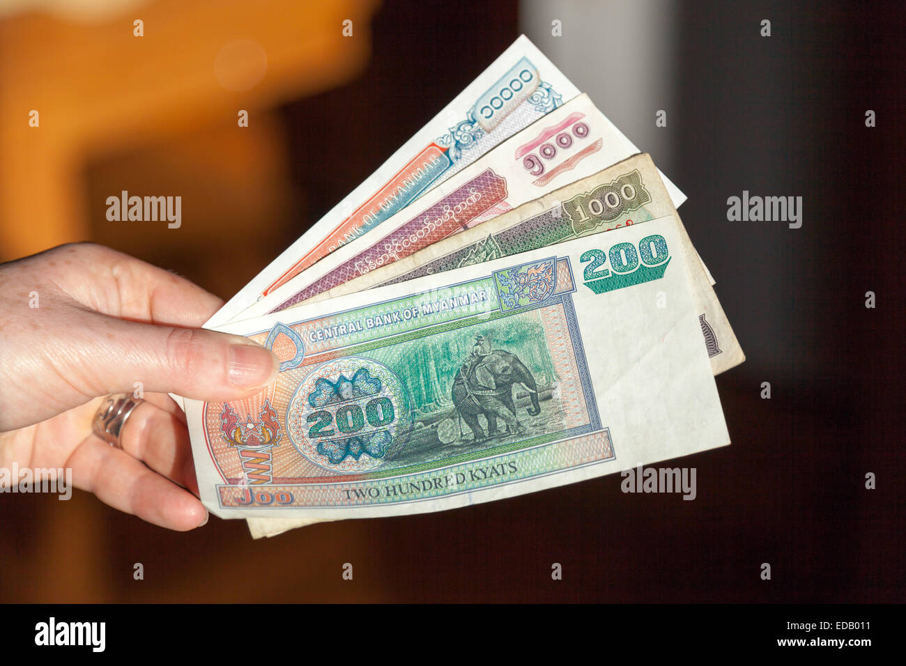 Myanmar kyats -moneda local Foto de stock