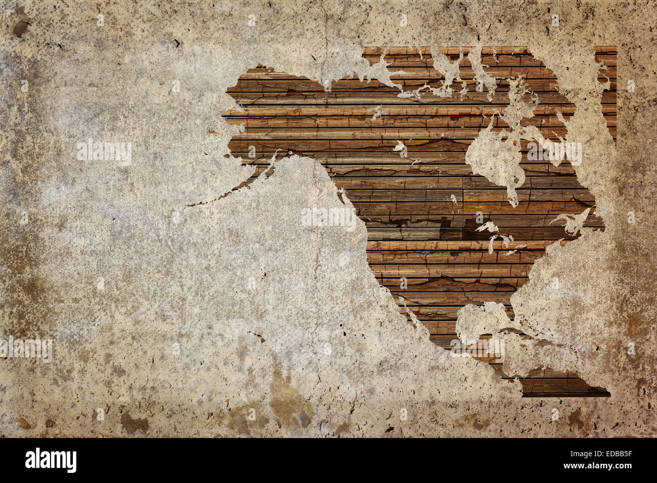 Grunge vintage tablón de madera de América del Norte mapa de fondo. Foto de stock