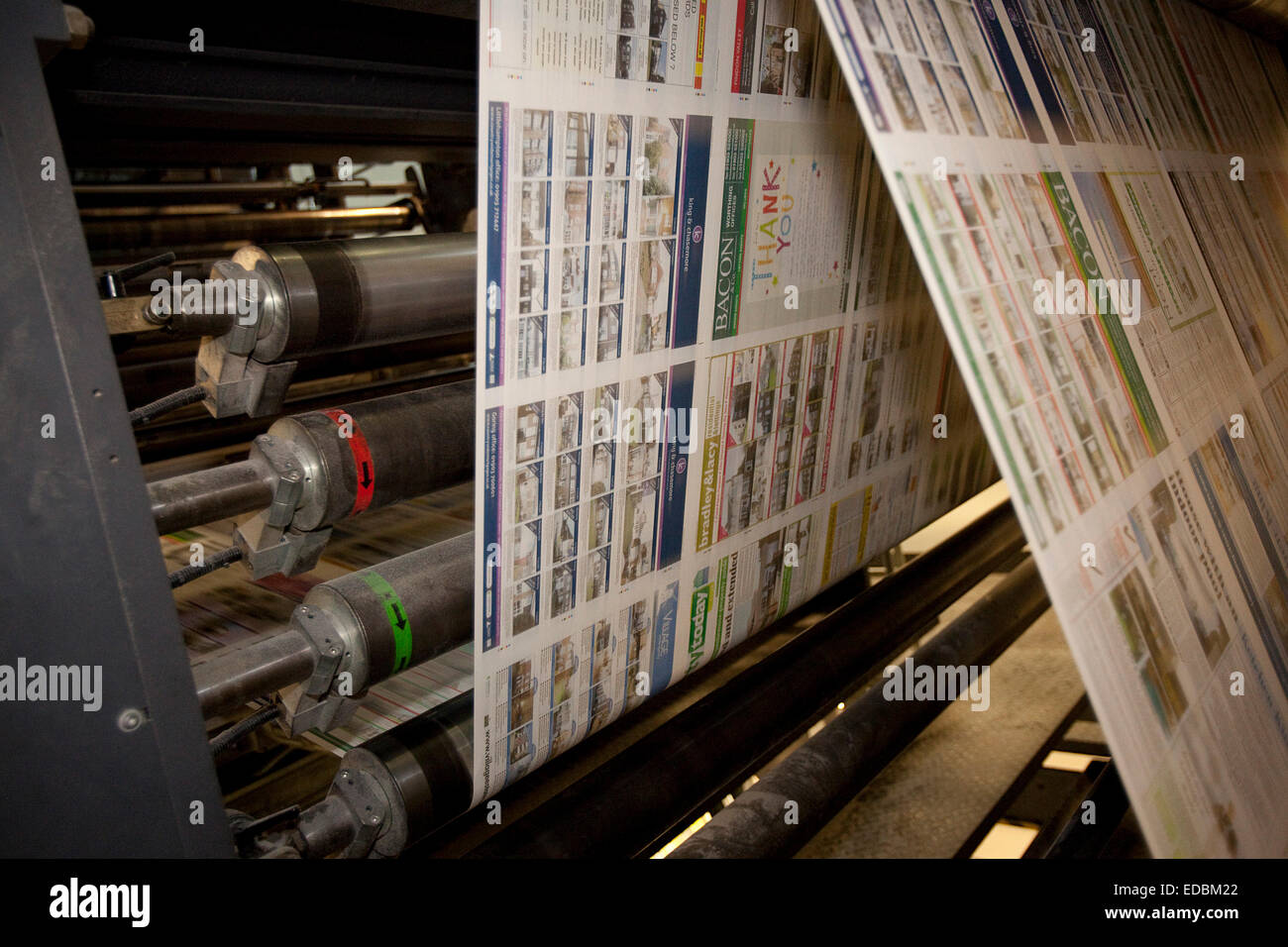 Una máquina de impresión en una prensa Johnston de fábrica. Foto de stock