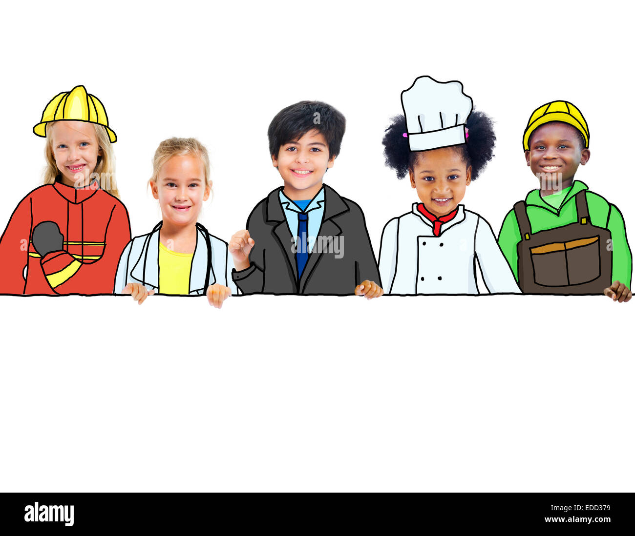 Un grupo de niños con conceptos de ocupación profesional. Foto de stock