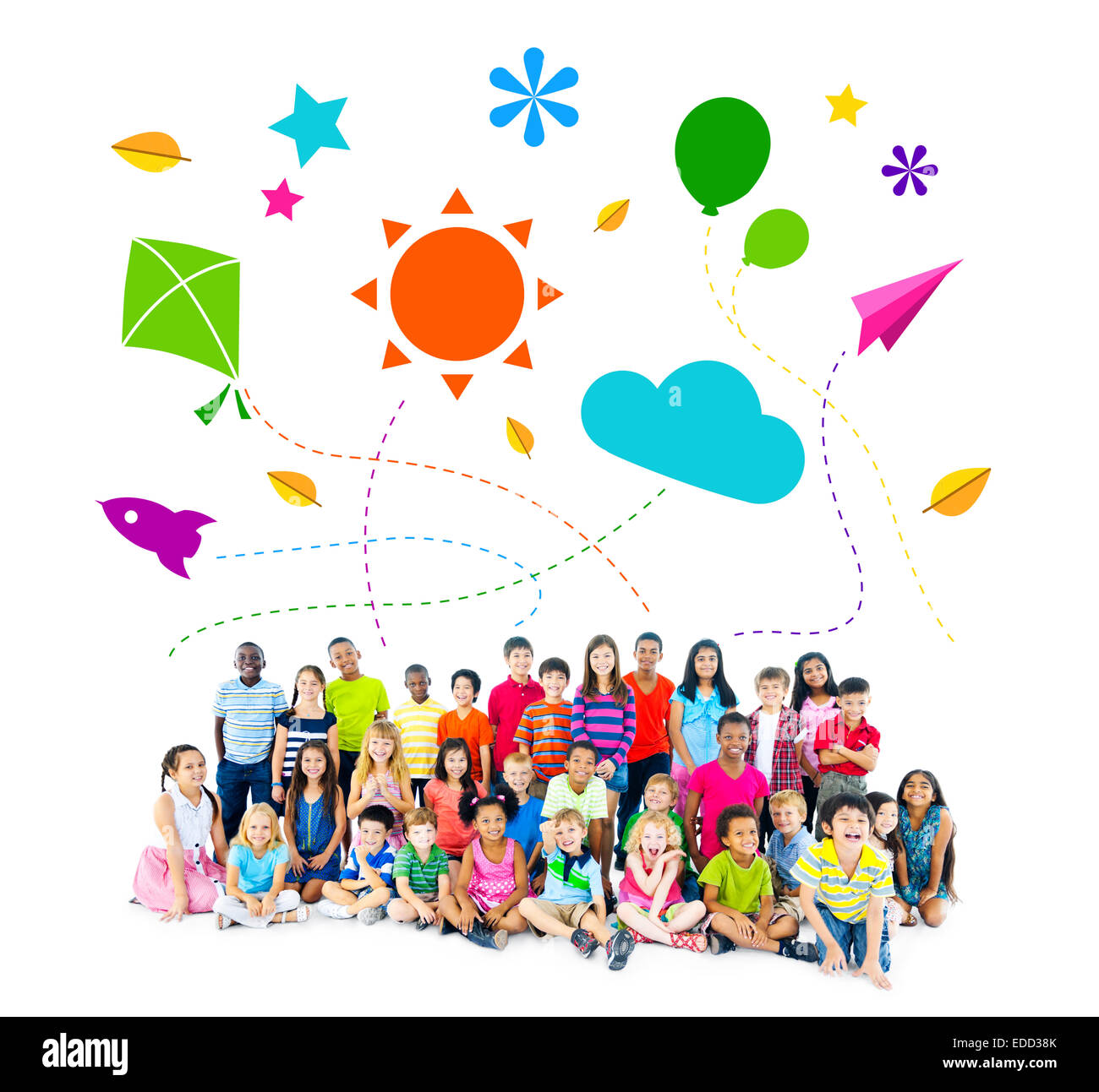Pegatinas para niños con globos, caja de regalo búho, estrella, nube,  colección de cometas conjunto Ilustración Fotografía de stock - Alamy