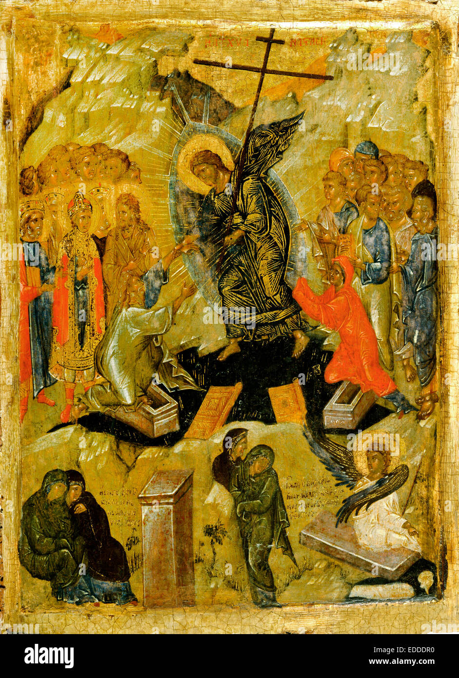 Griego, la resurrección de Cristo. Circa 1350-1375. Témpera sobre madera. Museo de Arte Walters, de Baltimore, Estados Unidos. Foto de stock