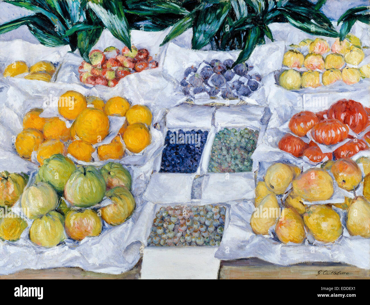 Gustave Caillebotte, fruta aparece en un stand. Circa 1881-1882. Óleo sobre lienzo. Museo de Bellas Artes de Boston, EE.UU.. Foto de stock