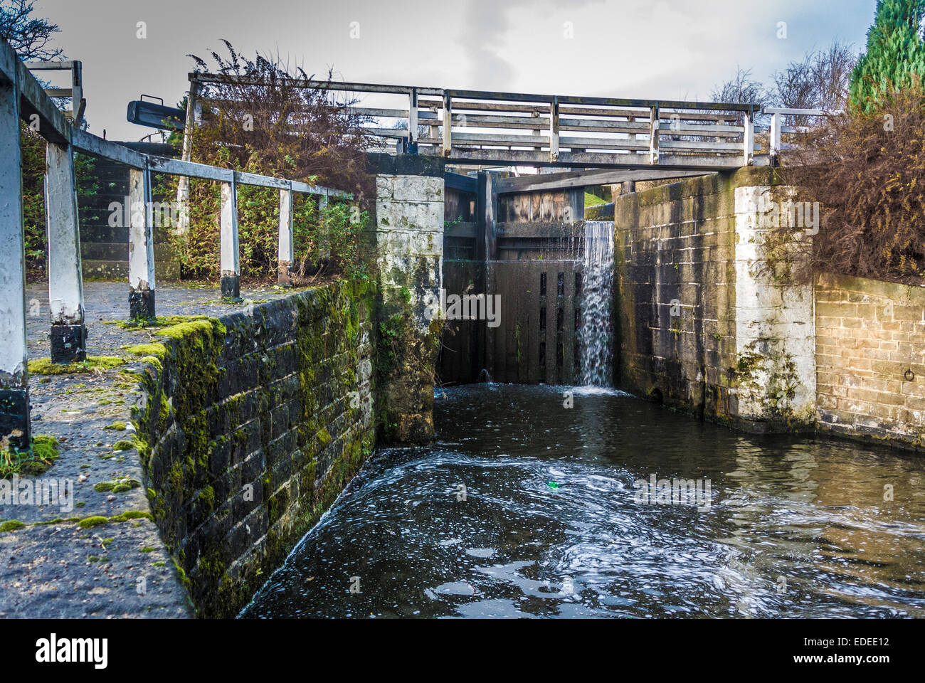 Brecha Doweley esclusas del Canal de Liverpool, Leeds, West Yorkshire, Reino Unido. Foto de stock