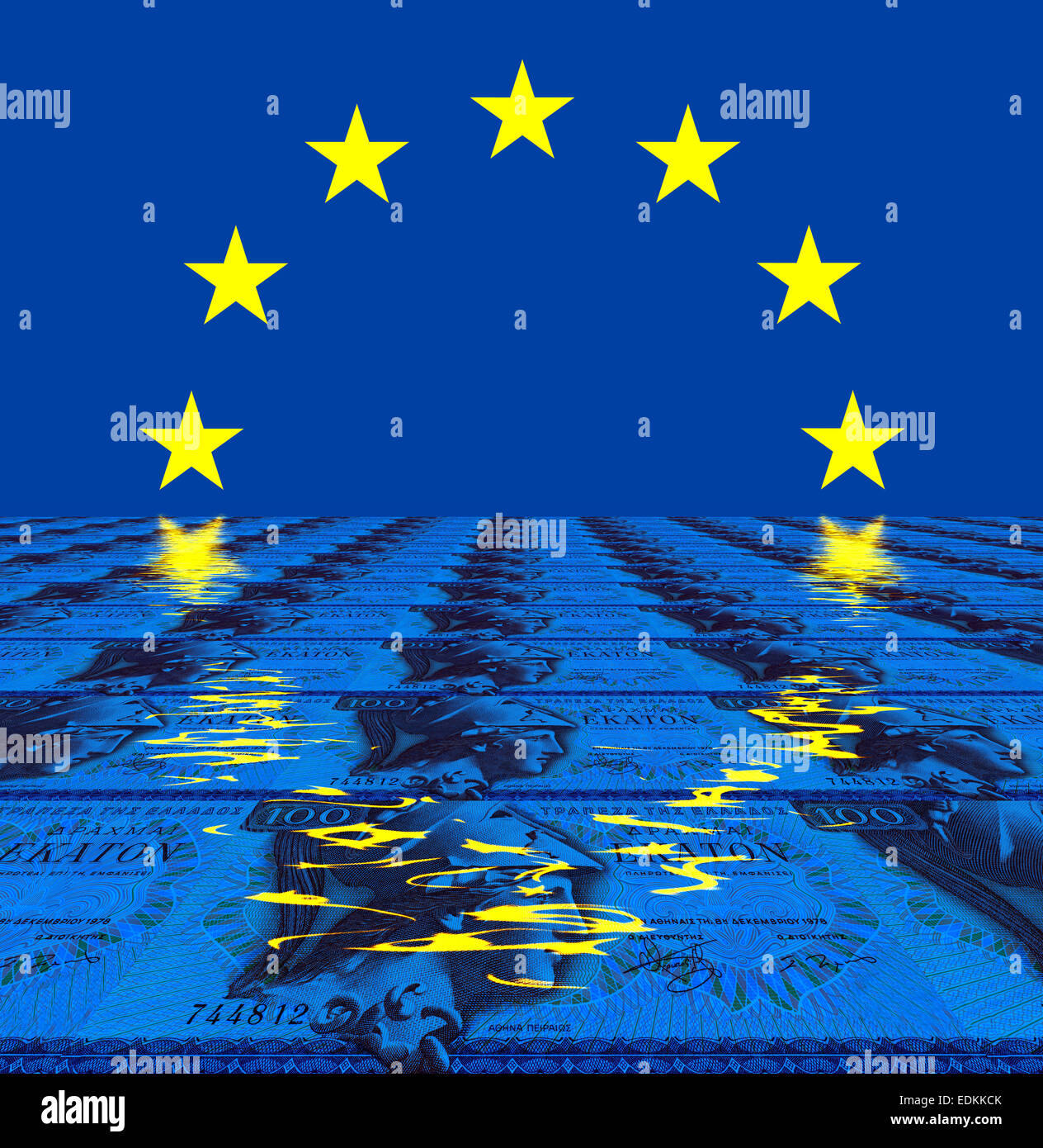Desde Grecia, billetes de 100 dracmas desde 1978 con la UE de signo, imagen simbólica Foto de stock