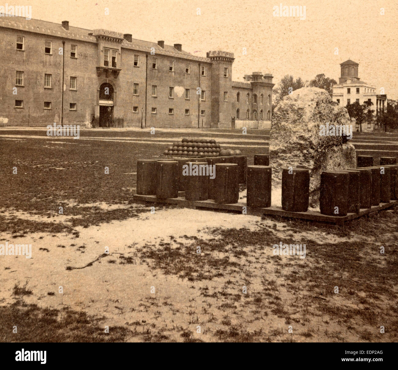 La Ciudadela y la Academia Militar del Sur, Charleston, Carolina del Sur, los restos de la muralla de hormigón Foto de stock