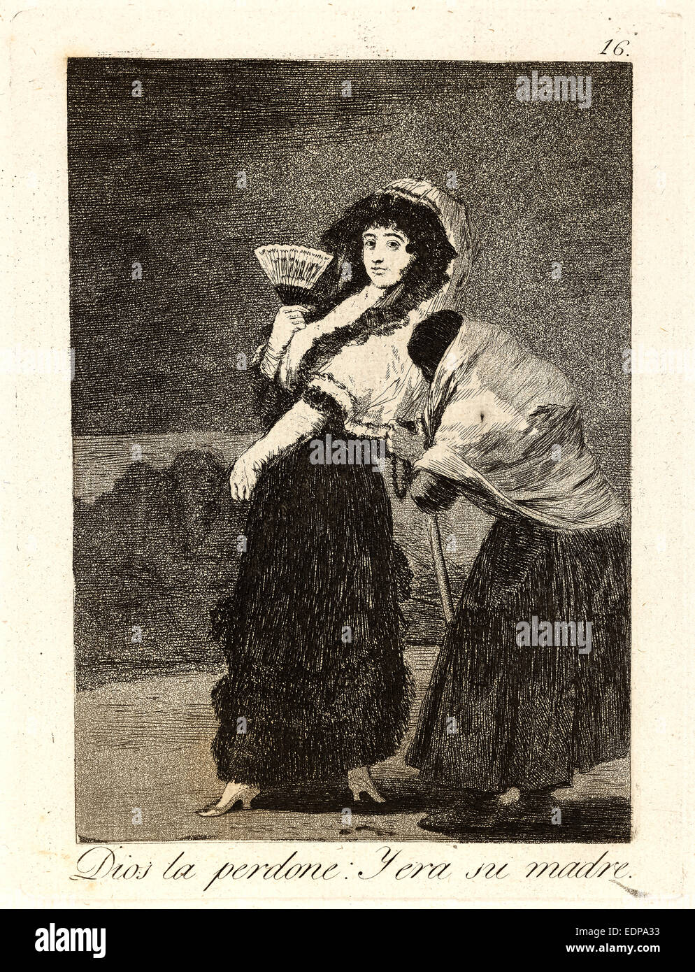 Francisco de Goya (Español, 1746-1828). Dios la perdone: y era su madre. (Por el amor de Dios: y era su madre), 1796-1797. Foto de stock