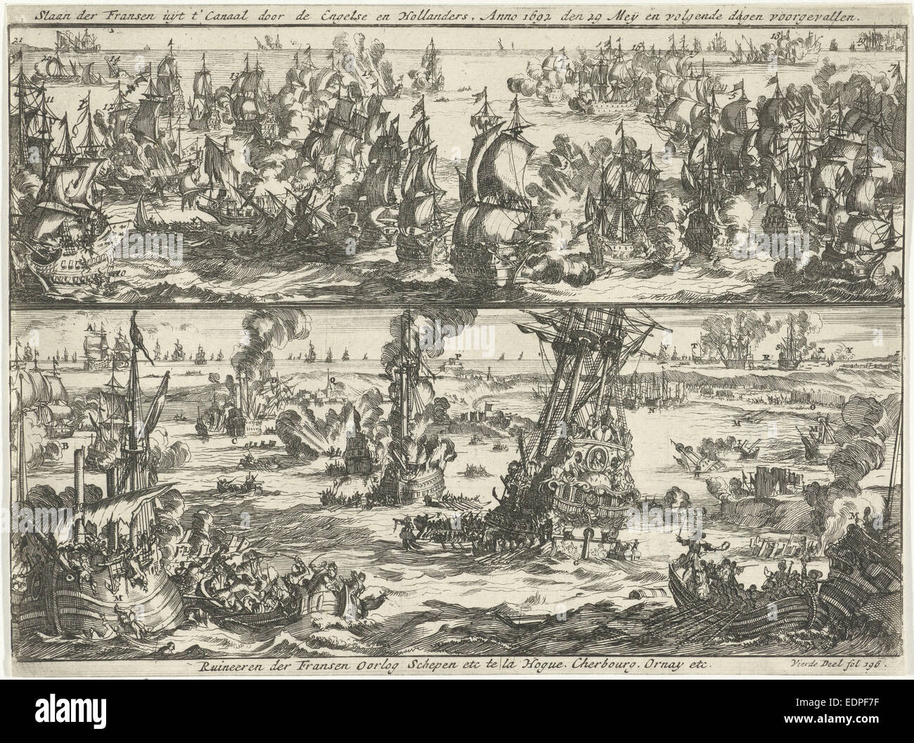 Batalla del Cabo de la Hogue, 1692, Jan Luyken, Jan Claesz diez Hoorn Foto de stock