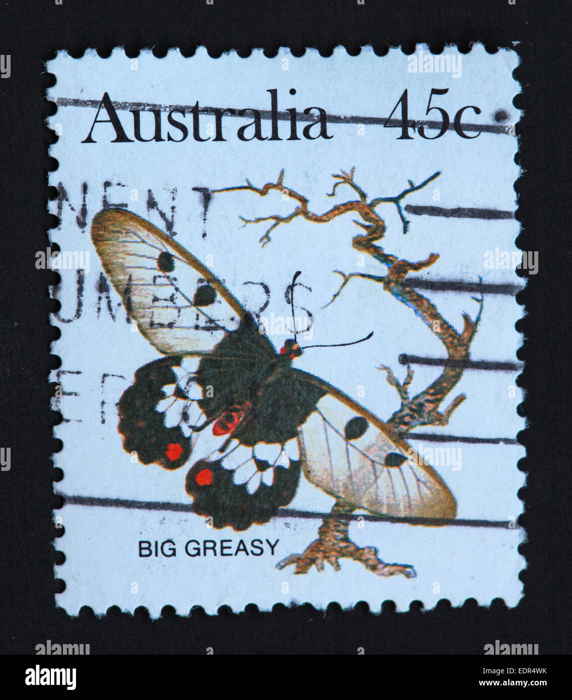 Utilizado y el matasellos Australia / sello australiano grasienta grande 45c Foto de stock