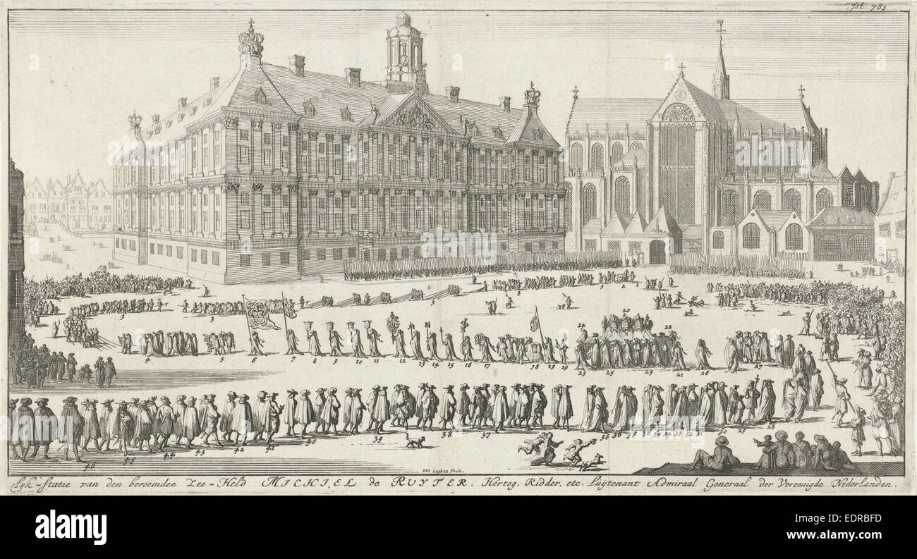 Funeral de Michiel de Ruyter, 1677, Jan Luyken, Jan Claesz diez Hoorn Foto de stock