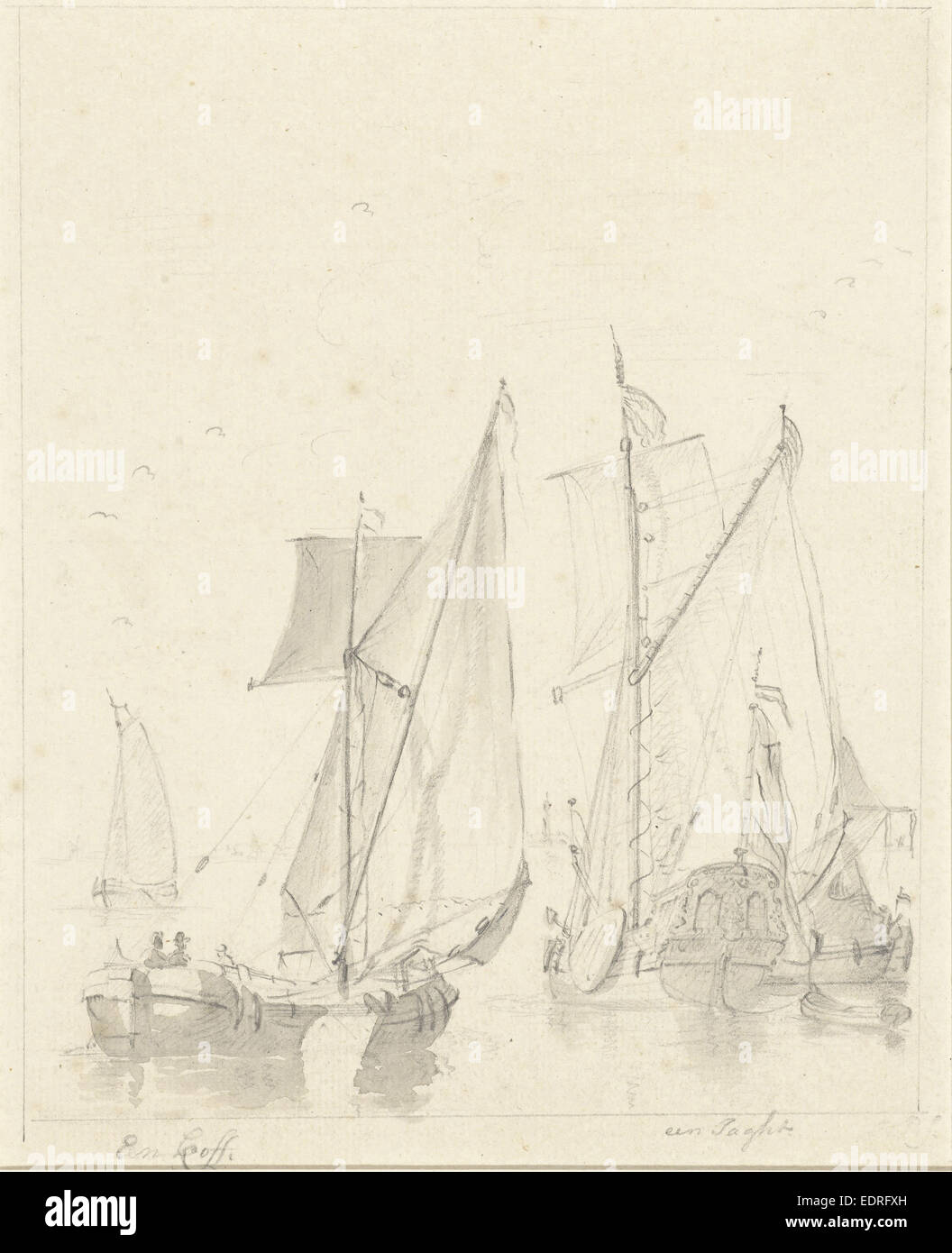 Dos representaciones de barcos, Anónimo, 1700 - 1800 Foto de stock
