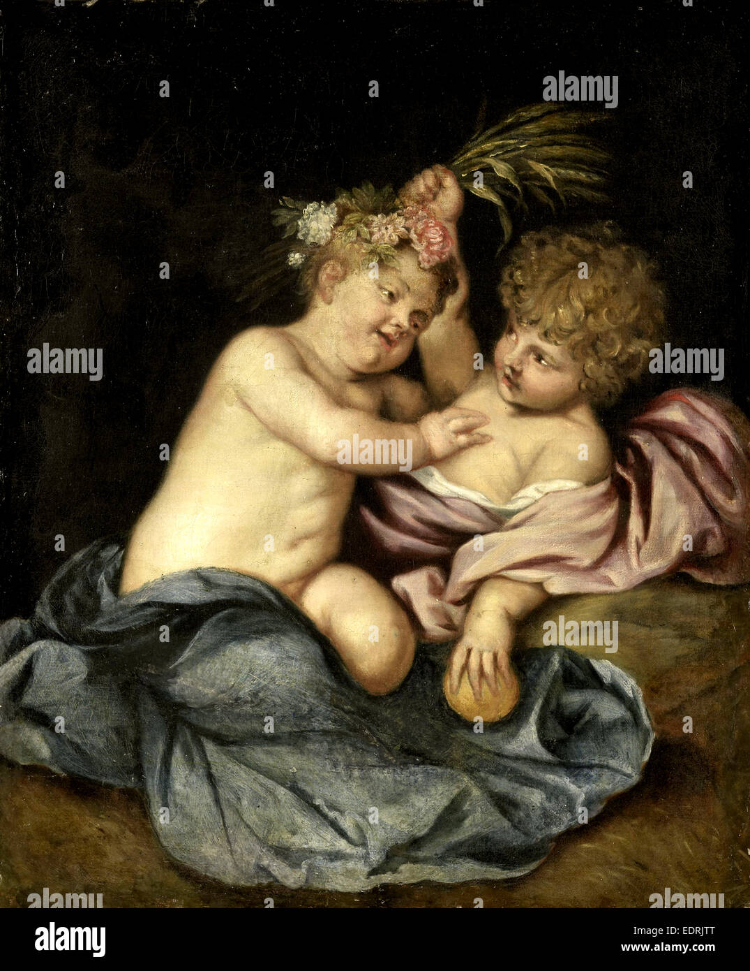 Dos niños jugando, anónimos, 1600 - 1649 Foto de stock