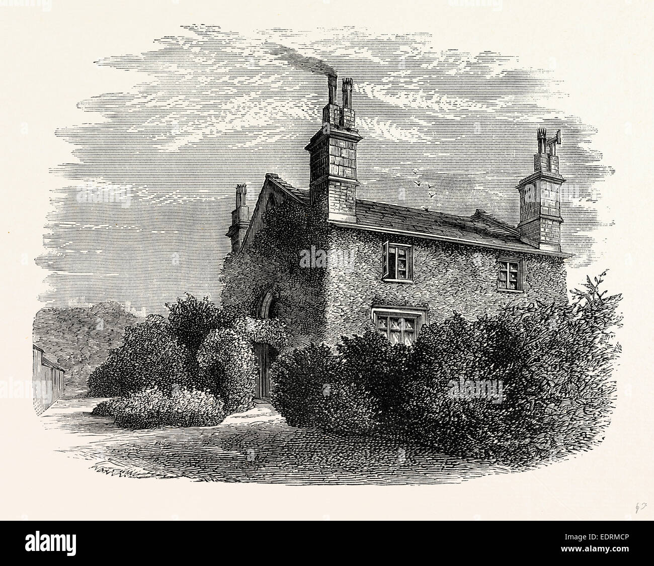 La Casita del Jardinero, Castillo de Belvoir, Reino Unido, Inglaterra, grabado de 1870, Gran Bretaña Foto de stock